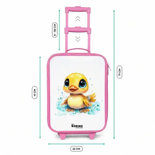 Lief eendje met blauwe ogen en waterspetters Kinderkoffer - Roze klein -productfoto_formaten