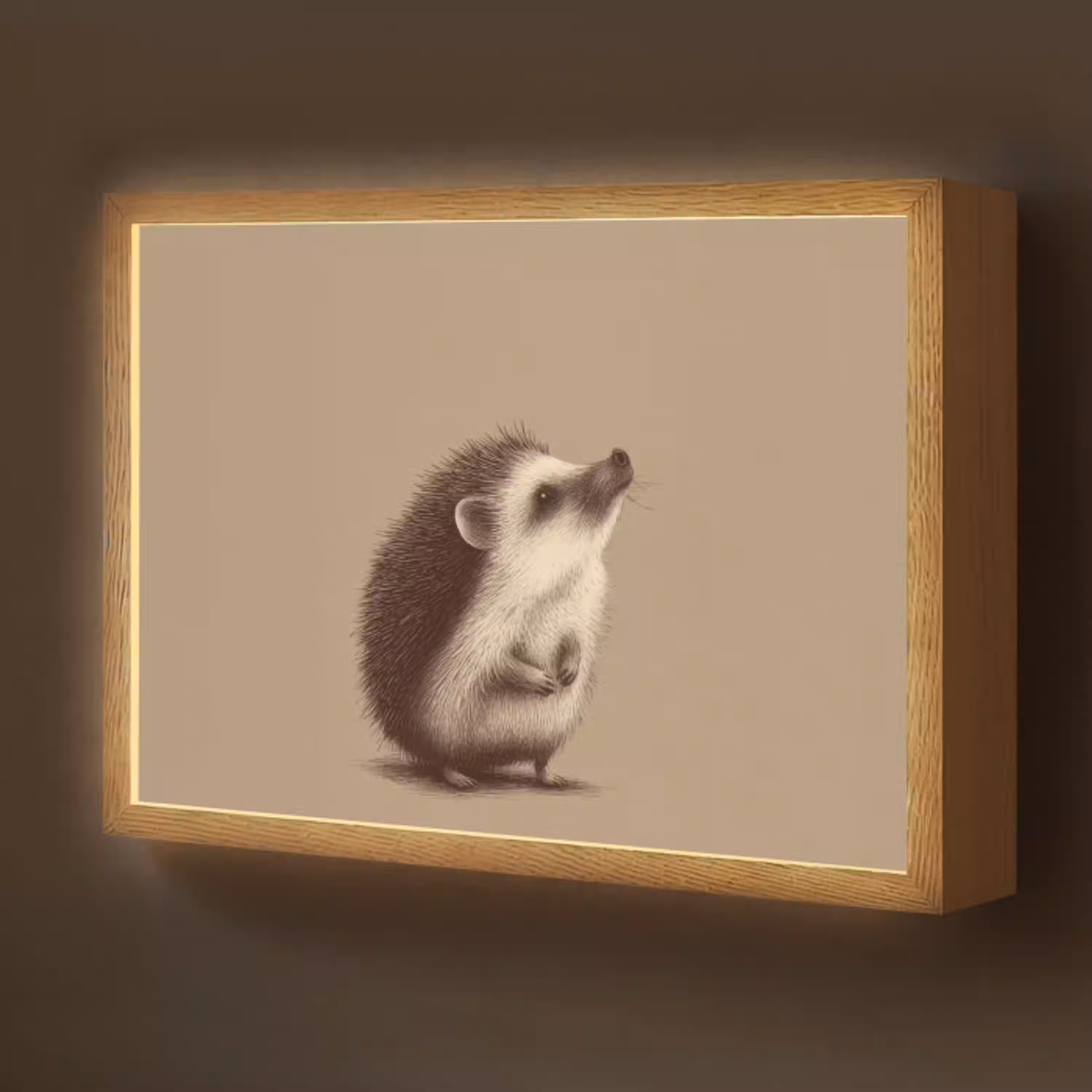 Egel - Snuitje - Bruin - Stekels Light Box met batterij (Wandlamp kind) middel -z3d_website