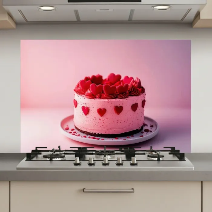 Taart - Hart - Roze keuken achterwand spatscherm klein -3d_website