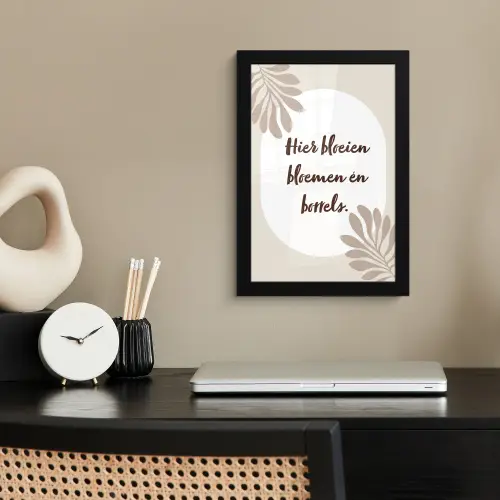 Bloemen - Quote - Zomer - Beige fotolijst zwart zonder passe partout klein -sfeer1