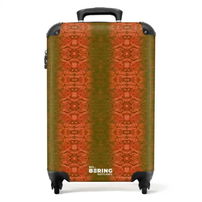 Koraalrood slangenhuid met symmetrische schubstructuur NBS - Handbagage koffer - Kinderen Unisex middel -productfoto_recht