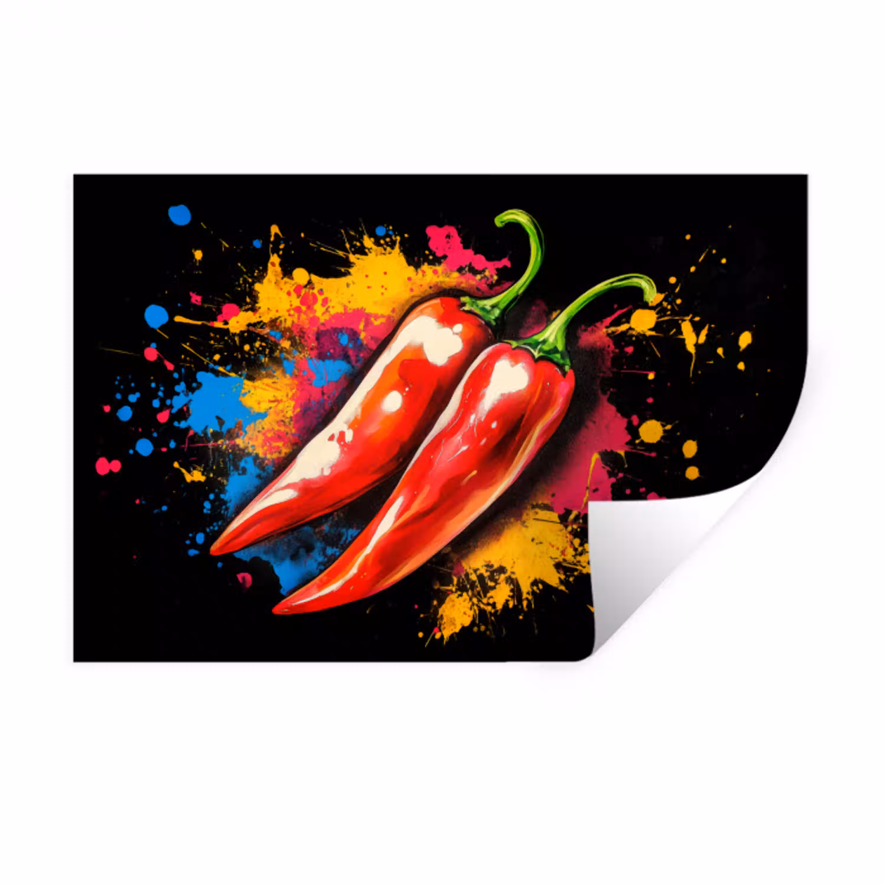 Peper - Graffiti - Verf - Abstract - Modern - Kleurrijk Muursticker klein -3d