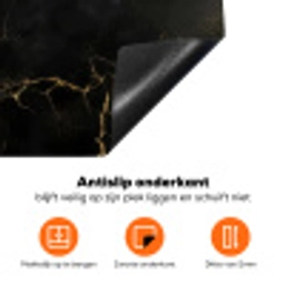 Zwart marmer - Gouden aders - Klassiek Inductie beschermer vinyl 3mm klein -zzzzzzz-td-onderkant