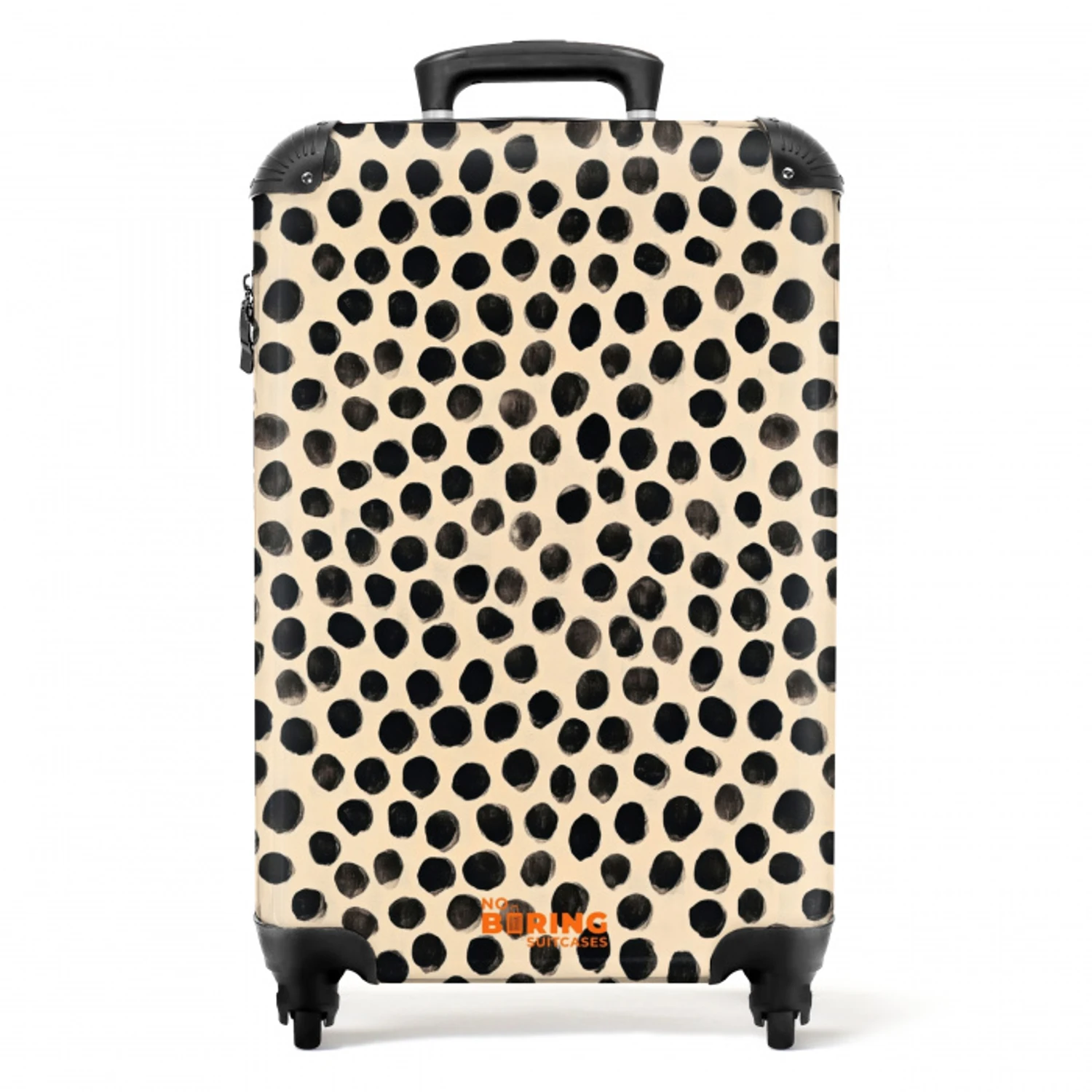 Stippen - Patroon - Zwart NBS - Handbagage koffer - Volwassenen Unisex middel -productfoto_recht