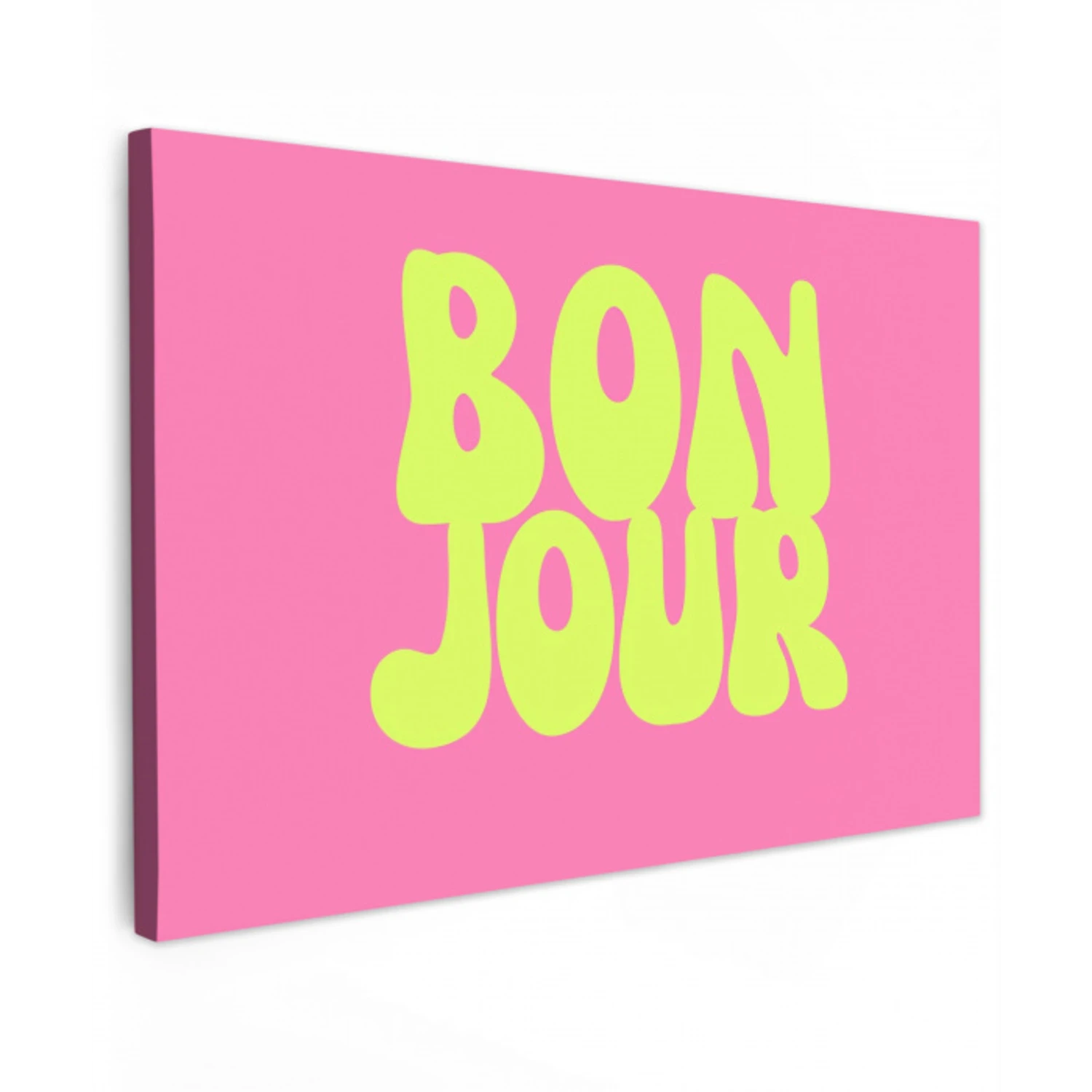 Bonjour - Roze - Fel groen canvas 2cm klein -z3d