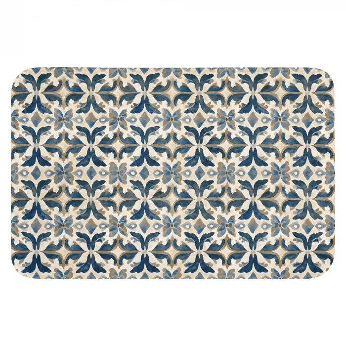 Tegel - Patroon - Blauw - Beige WCmat klein 1009 -3d