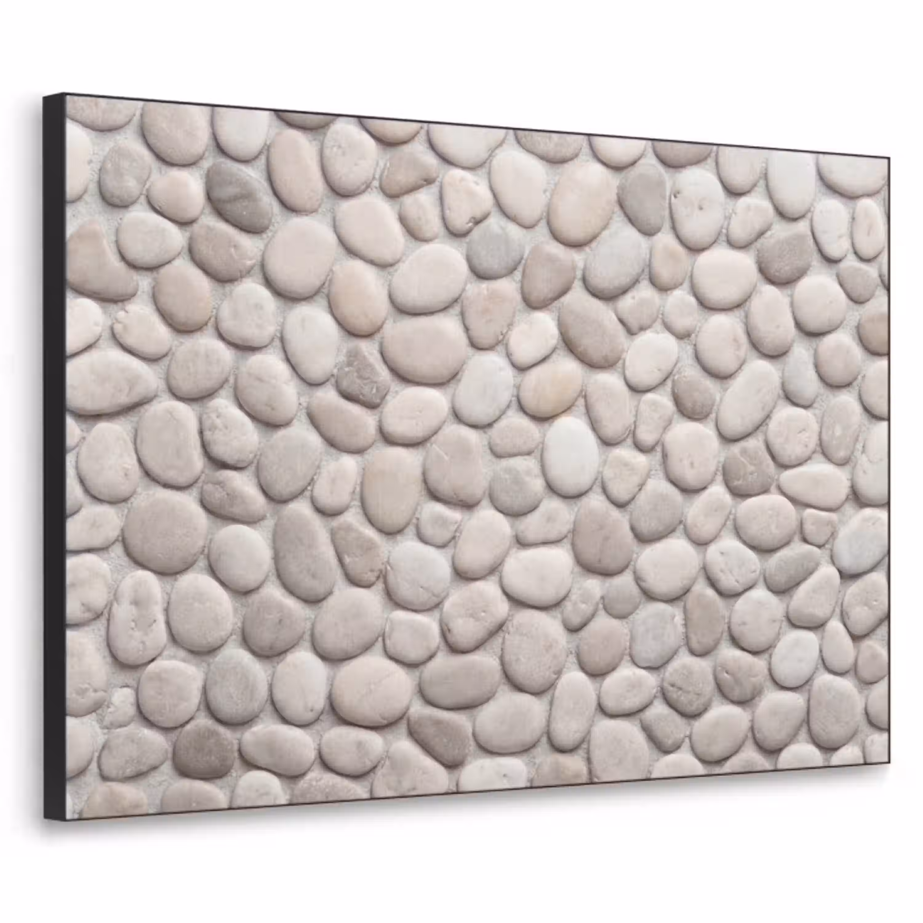 Steen - Kiezel - Natuur - Minimalistisch - Beige Textielframe zwart klein -3d