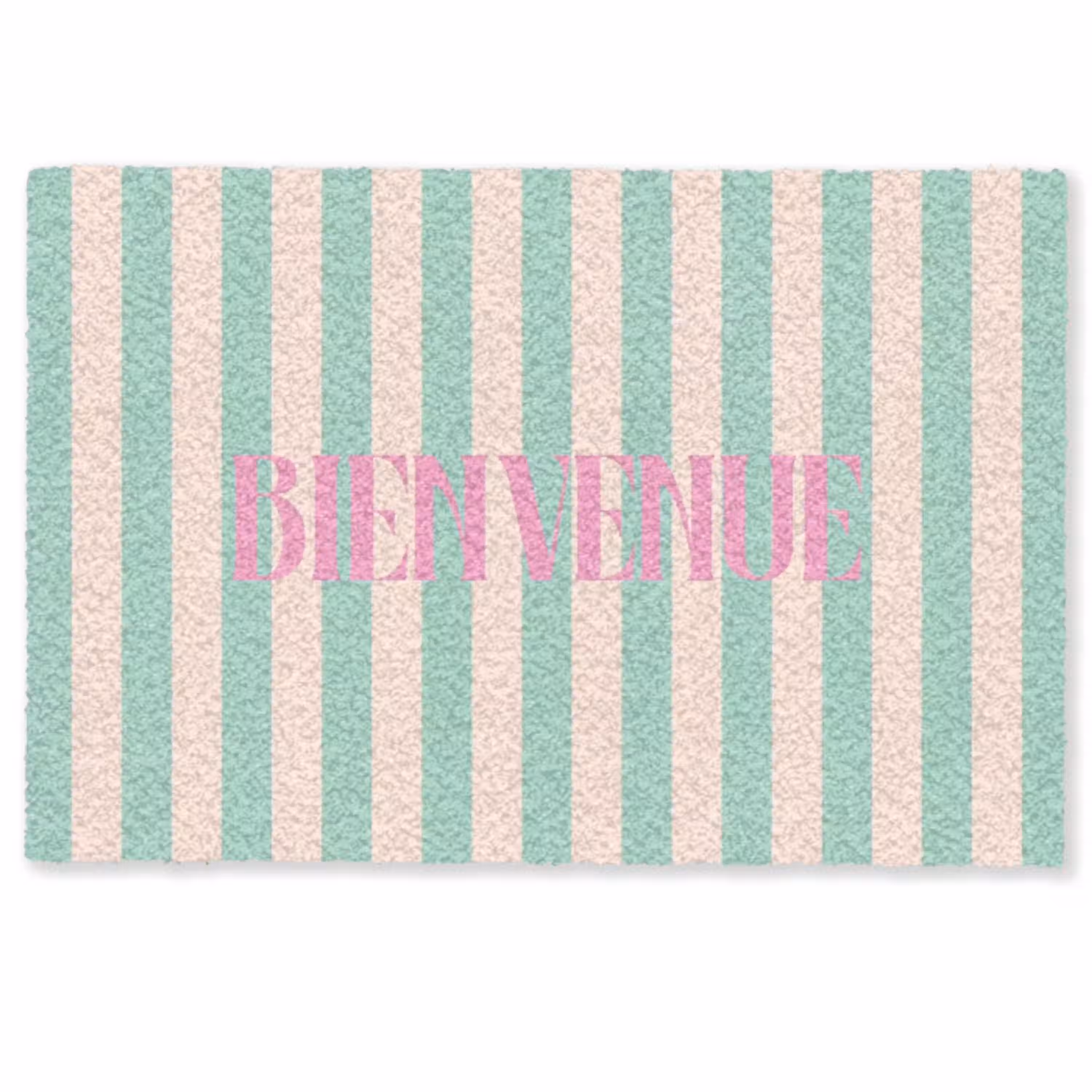 Roze - Groen - Strepen - Bienvenue Deurmat klein -zkaufland3d