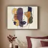 Abstract - Overlappende gezichten - Paars - Donkergroen Textielframe zwart klein -sfeer1