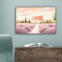 Lavendelveld - Huis - Paars canvas 2cm klein -sfeer4