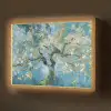Amandelbloesem boom - Blauw - Abstract Light Box met batterij (Wandlamp) middel -z3d_website