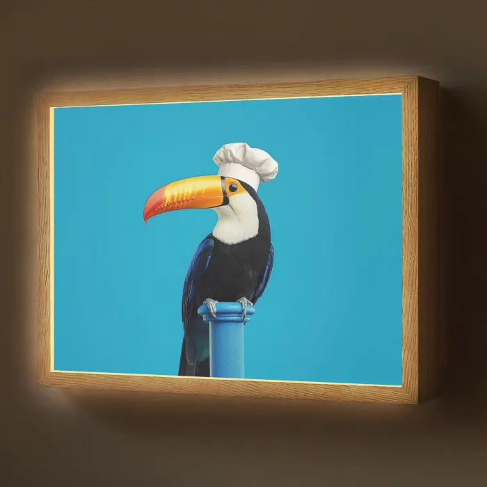 Tucan - Sokkel - Vogel - Koksmuts Light Box met batterij (Wandlamp) middel -z3d_website