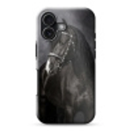 Portret - Paard - Zwart Toughcase MagSafe Apple iPhone 17 klein -3d