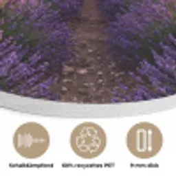 Landschap - Lavendelveld - Paars Akoestische PET Vilt - Rond klein -closeup_DE