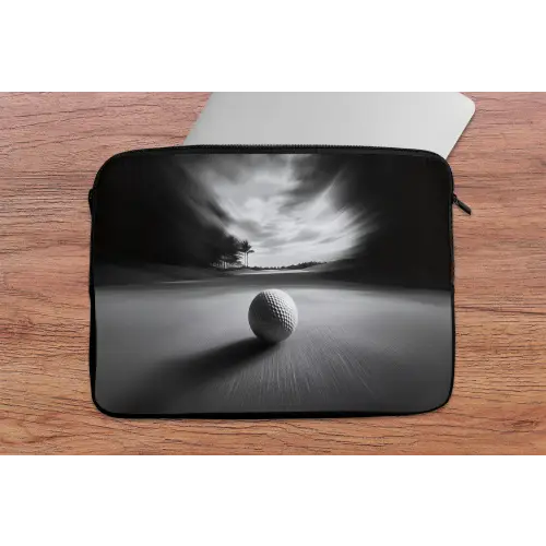 Golfbal - Wazig - Zwart laptophoes neopreen klein -tafel