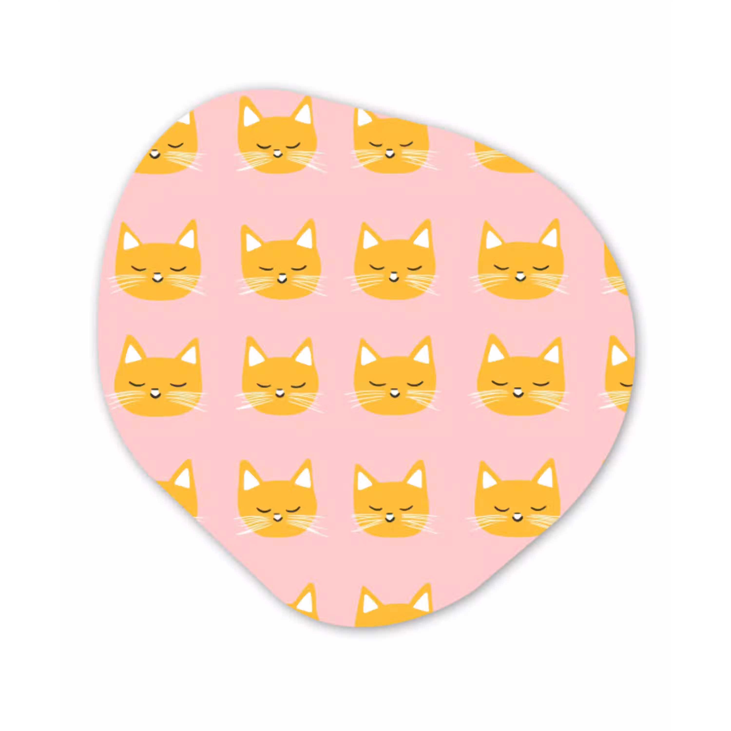 Katten - Patroon - Roze Wandcirkel Organisch Aluminium middel 851 -3d