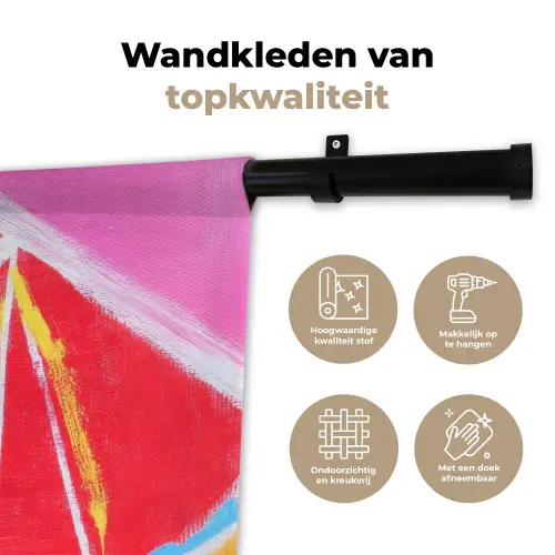 Grapefruit - Geschilderd - Roze - Strepen Wandkleed katoen klein -sfeer2