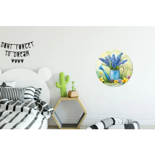 Gieter - Lavendel - Bloesems Wandcirkel aluminium klein -kinderkamer