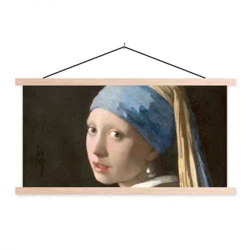 Meisje met de Parel - Schilderij van Johannes Vermeer textielposter latten blank klein -3d