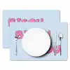 Bisou - Blauw - Roze - Lippen Placemat vinyl groot -zzsfeer2_Kitchenyeah-website