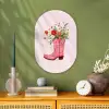 Cowboylaarzen - Roze - Boeket - Bloemen Wandcirkel Ovaal Forex klein -sfeer2