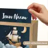 Zeilschip - Sterrenhemel - Wolken - Blauw Light Box met kabel (Kinderlampje) klein -USP_websiteprintNL