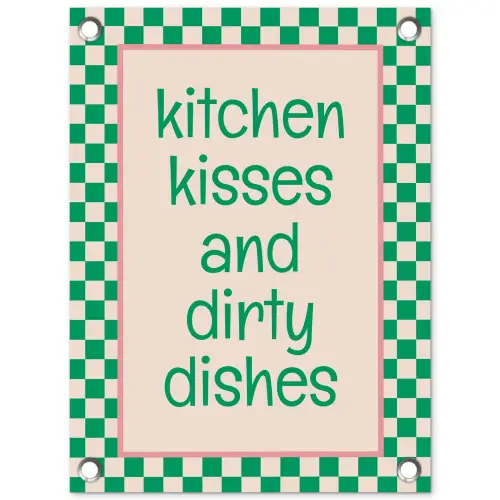 Quote - Groen - Geblokt - Keuken tuinposter los doek klein -3d
