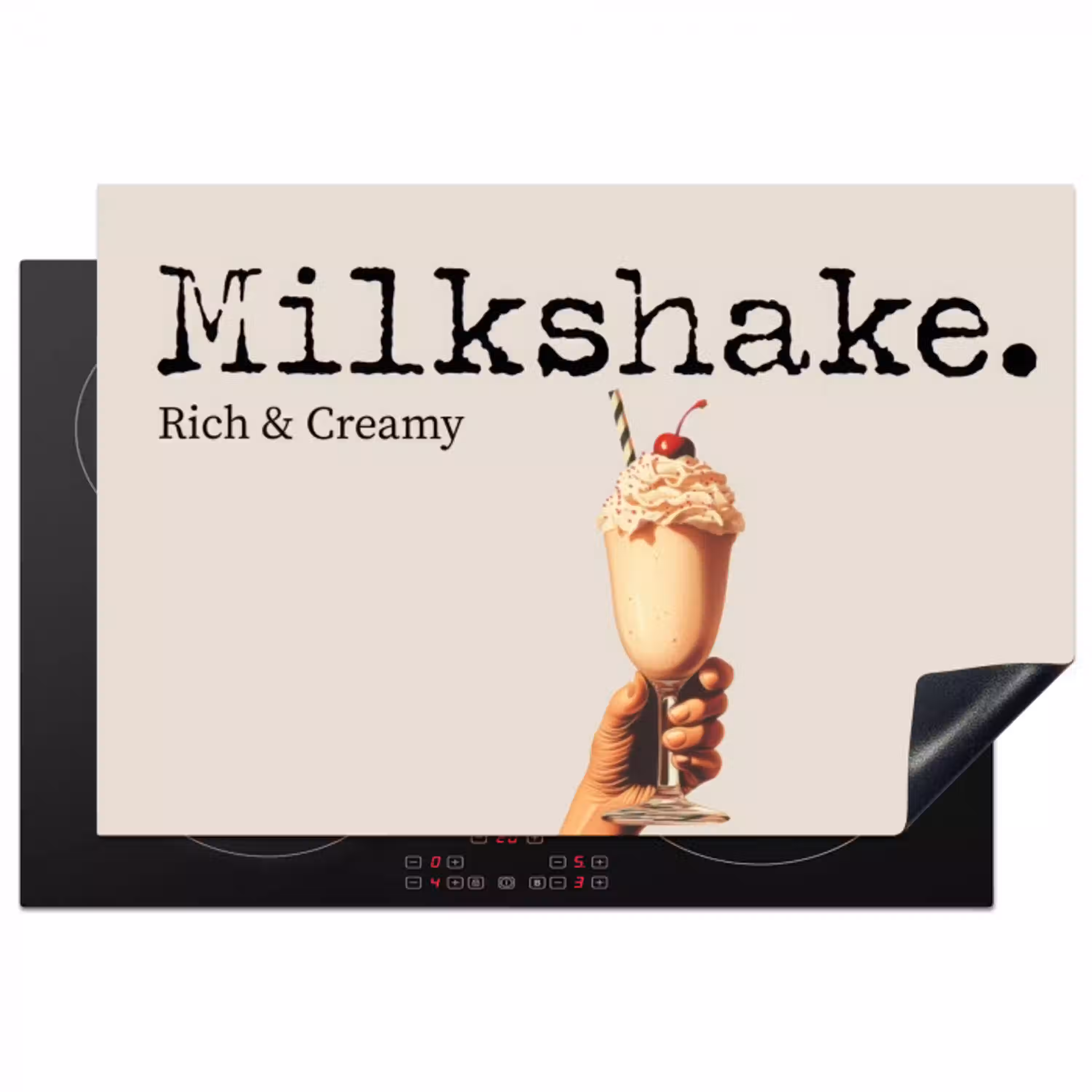Milkshake - Kers - Rietje Inductie beschermer vinyl 3mm klein -3d
