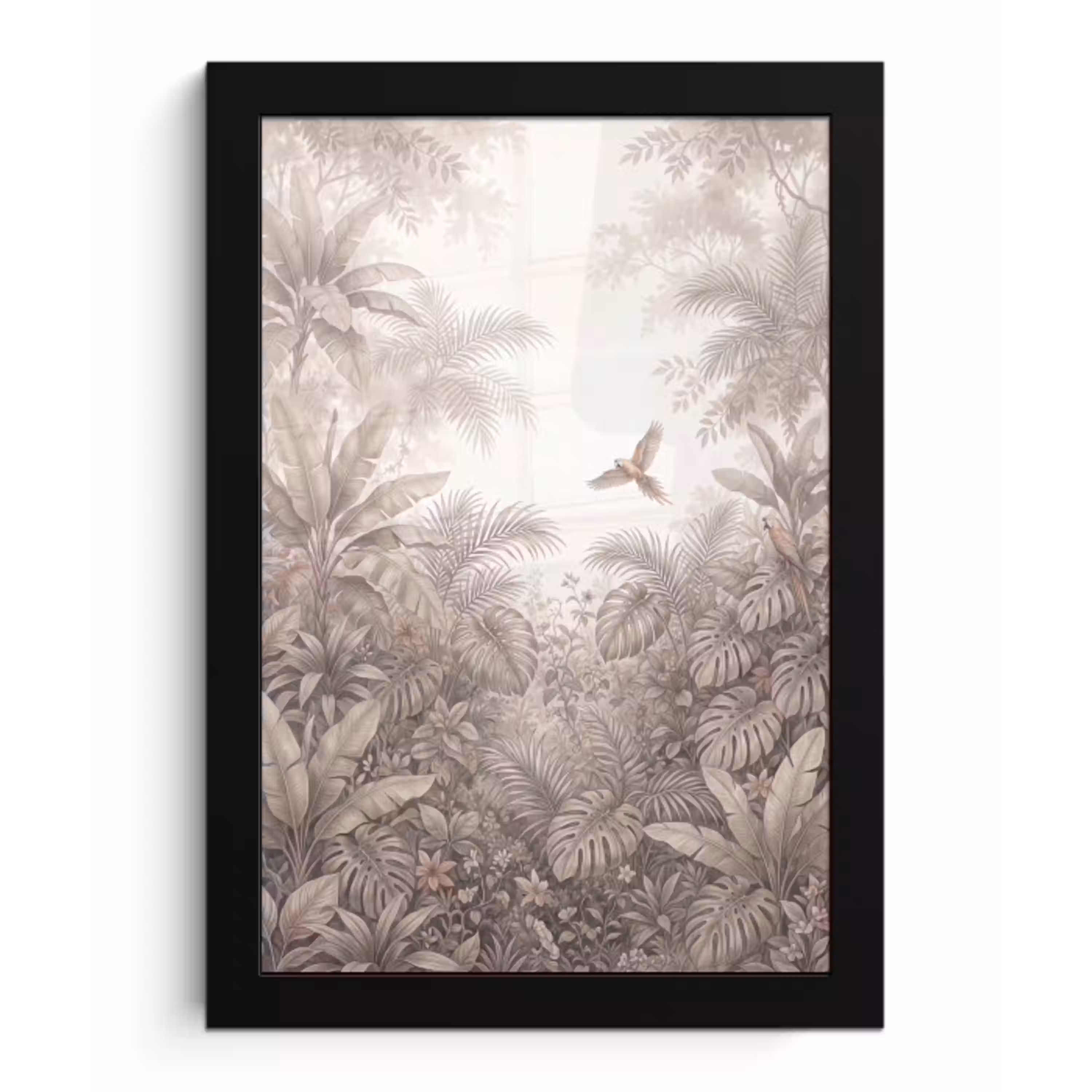 Papagaai - Jungle - Tropisch fotolijst zwart zonder passe partout klein -3d
