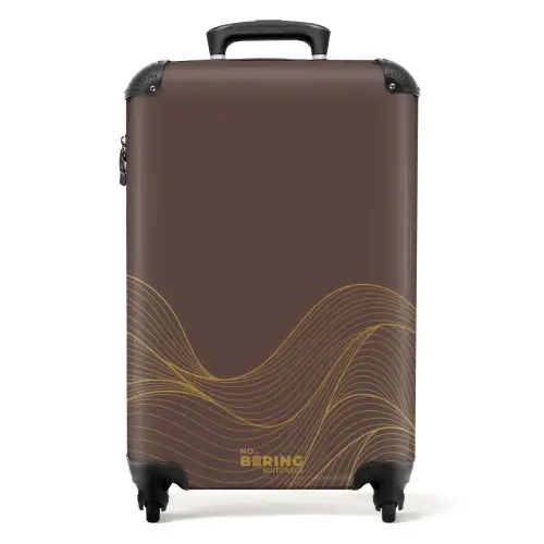 Minimal - Donkerbruin met gouden golven NBS - Handbagage koffer - Unisex middel -productfoto_recht