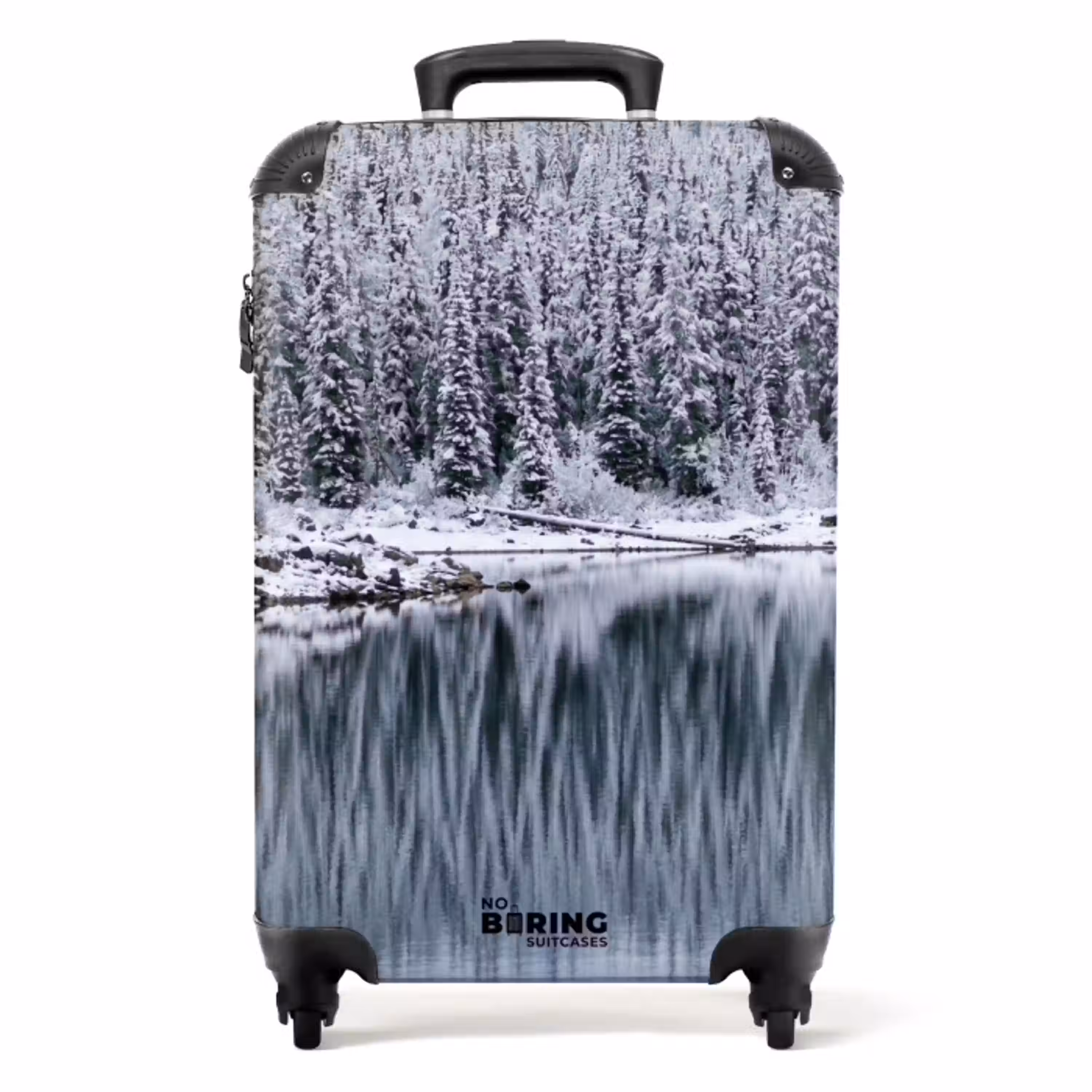 Bos - Reflectie - Meer - Winter - Serene NBS - Handbagage koffer - Volwassenen Unisex middel -productfoto_recht