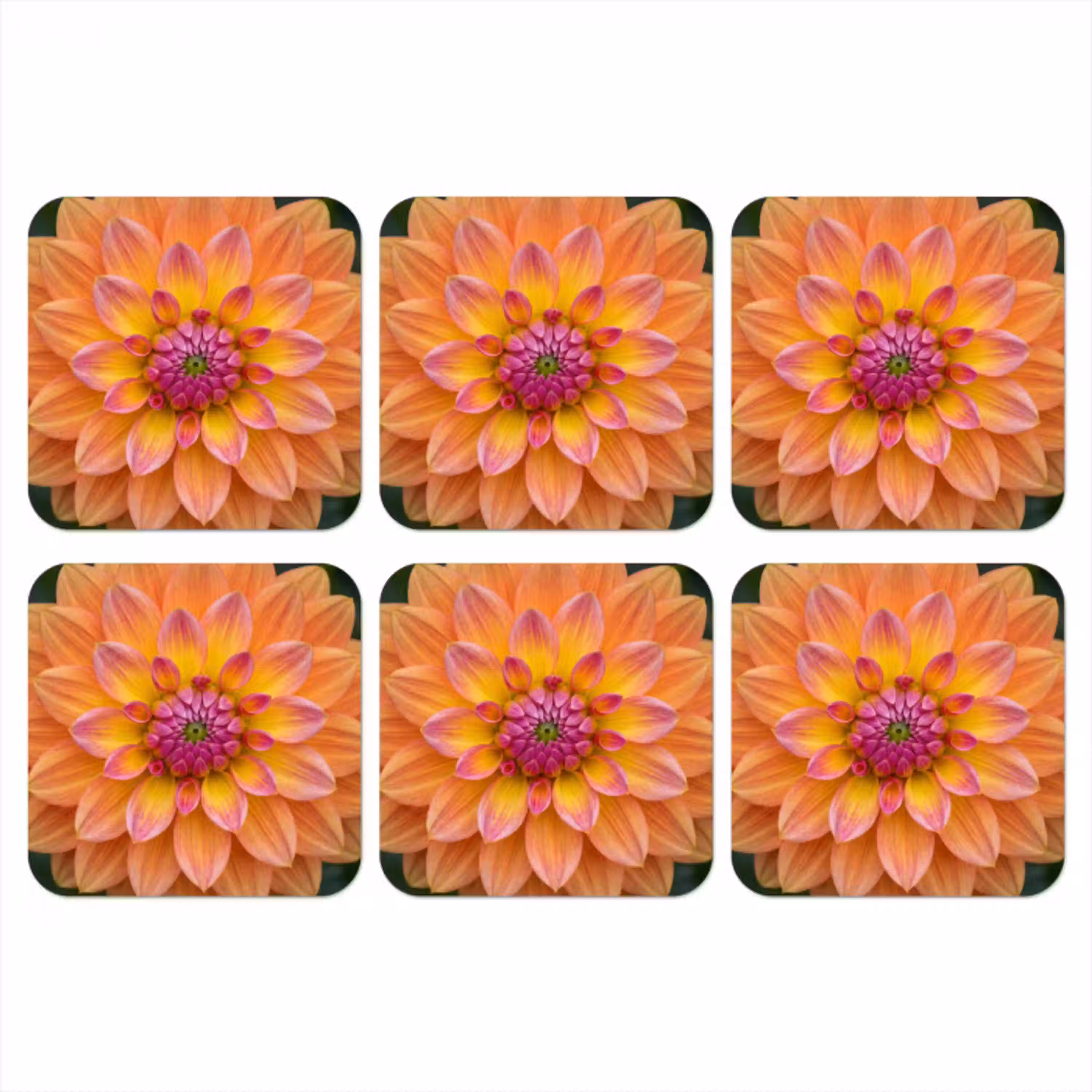 Dahlia - Bloem - Oranje onderzetter kurk middel -3d