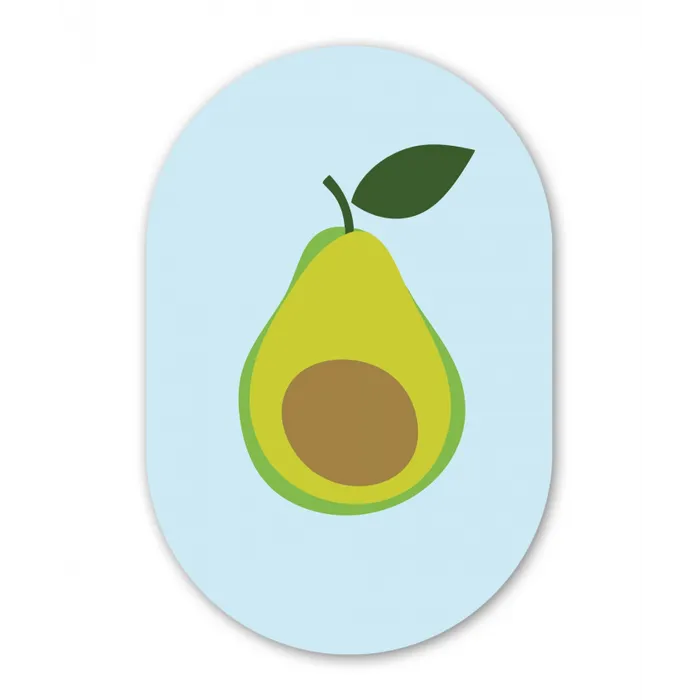 Avocado - Illustratie - Groene - Vrucht Wandcirkel Ovaal Forex klein -3d