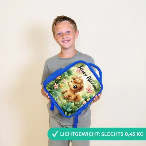 Paard - Bloemen - Vlinders Kinderrugzak - Blauw middel -sfeer1_NL
