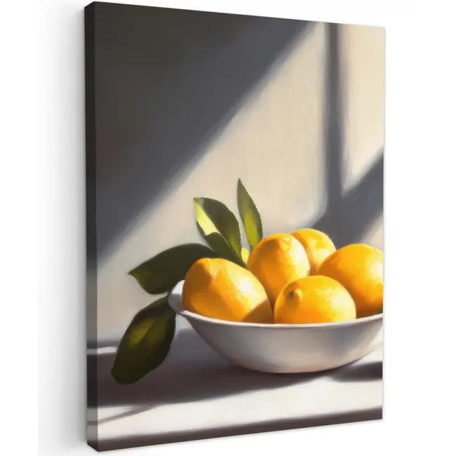 Canvas schilderij - Citroenen - Stilleven - Geel