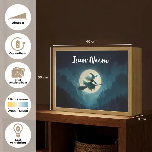 Heks - Maan - Bos - Magisch Light Box met batterij (Wandlamp kind) middel -USP_websiteoverzichtNL