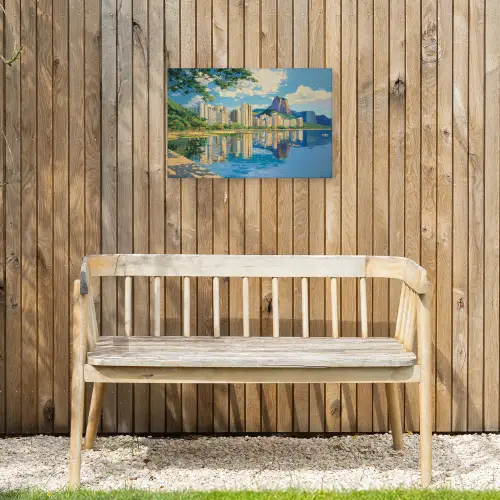 Berg - Skyline - Strand - Water Tuinposter op houten frame 2 cm dik klein -sfeer4