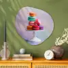 Macarons - Schaal - Pastel - Kleurrijk Wandcirkel Organisch Aluminium middel -sfeer2