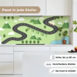 Auto - Bergweg - Natuur - Illustratie keuken achterwand 2 middel -sfeer4_DE