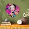 Vrouw - Portret - Abstract - Paars Wandcirkel Organisch Forex 3mm klein -sfeer2