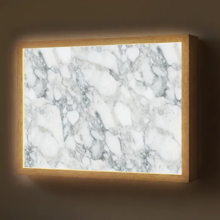 Mozaïek - Marmer - Wit - Onregelmatig Light Box met batterij (Wandlamp) middel 907 -z3d_website