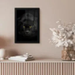 Panter - Dieren - Zwart - Ogen fotolijst zwart zonder passe partout klein -sfeer5