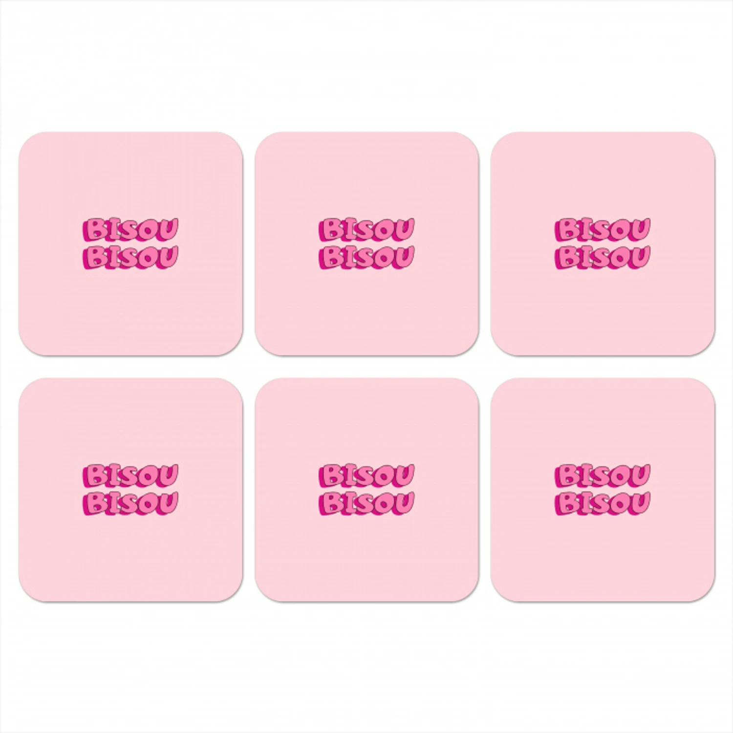 Bisou - Roze - Schaduw onderzetter kurk middel -3d