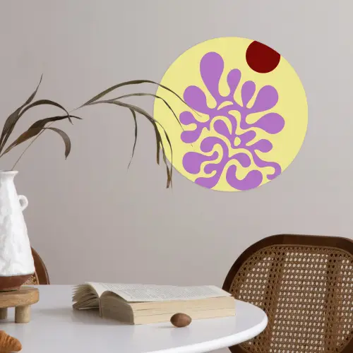 Koraal - Cirkel - Abstract - Geel Wandcirkel behangsticker klein -sfeer3