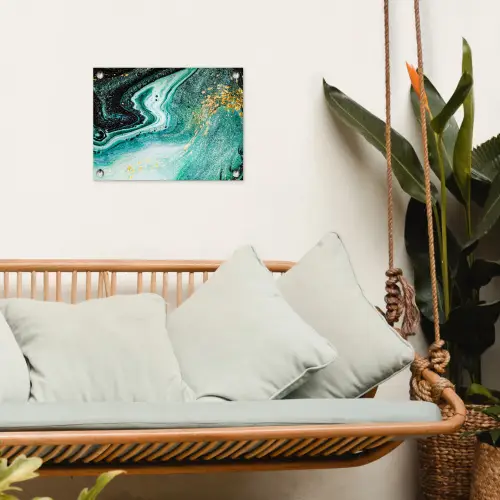 Marmerlook - Blauw - Goud - Glitter - Luxe - Marmer tuinposter los doek klein -sfeer7