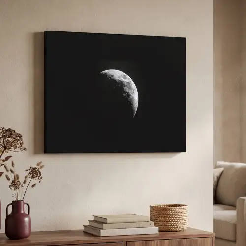 Maan - Hemel - Zwart - Schaduw Textielframe zwart klein -sfeer3