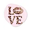 Tekst - Love - Pantervacht - Lichtroze Wandcirkel Organisch Plexiglas middel -3d