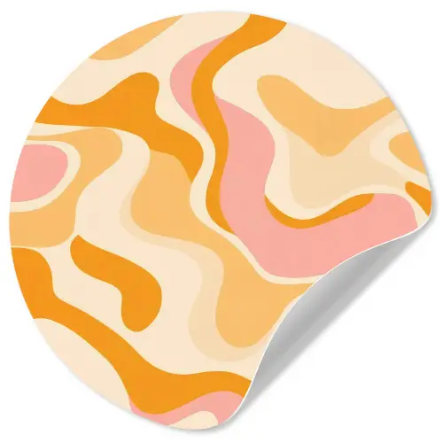 Abstract - Golvend - Oranje Wandcirkel behangsticker klein -3d