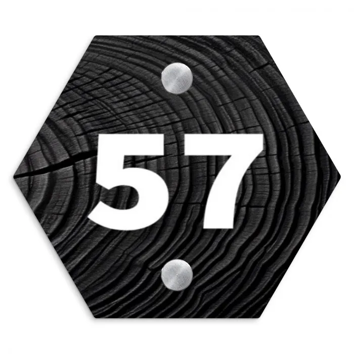 Zwarte houten nerf - Traditioneel Naambord Hexagon klein -3d