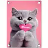 Kat - Valentijn - Roze - Liefde tuinposter los doek klein -3d